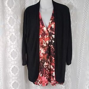 PREMISE BLACK WOMEN'S OPEN SWEATER SIZE L